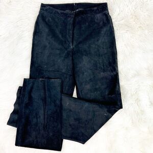 INC BLACK SUEDE LEATHER STRAIGHT LEG RAW HEM MID RISE PANTS WOMENS SZ 2